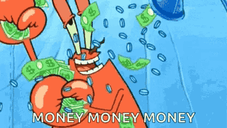 Seu Sirigueijo tomando banho de dinheiro: money, money, money
